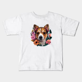 Dog With Flowers Kids T-Shirt